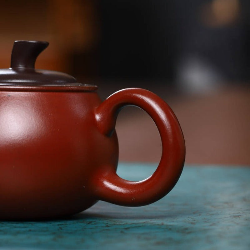 Vollständig handgefertigte Yixing Zisha Teekanne [Zweifarbige Röhrenkanne] (Hong Ni / Zi Ni - 170ml)