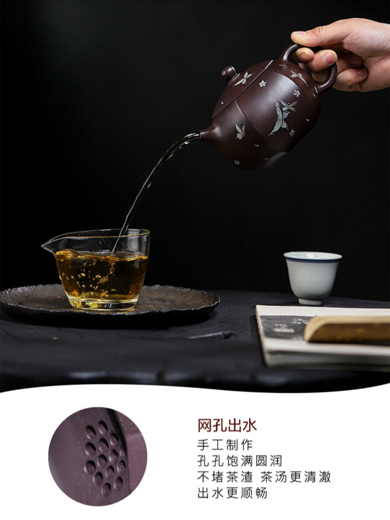 Full Handmade Yixing Zisha Teapot [Butterfly Xishi] (Zi Jia Ni - 460ml) - YIQIN TEA HOUSE | yiqinteahouse.com | >300ml, full handmade zisha teapot, teapot, teaware