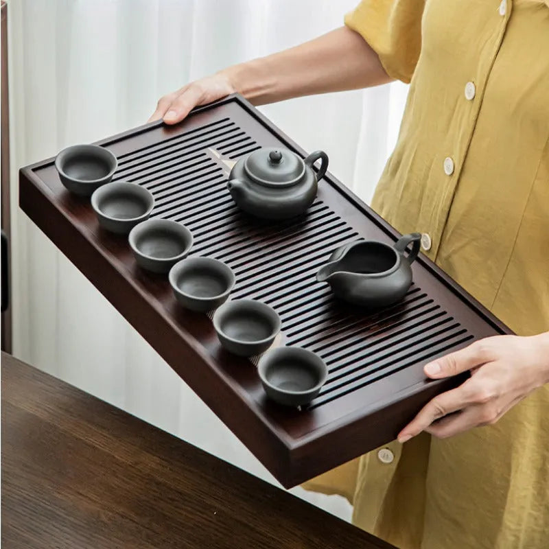 Bamboo Tea Tray with Storage [Mountain] - YIQIN TEA HOUSE | yiqinteahouse.com | tea tray, teaware