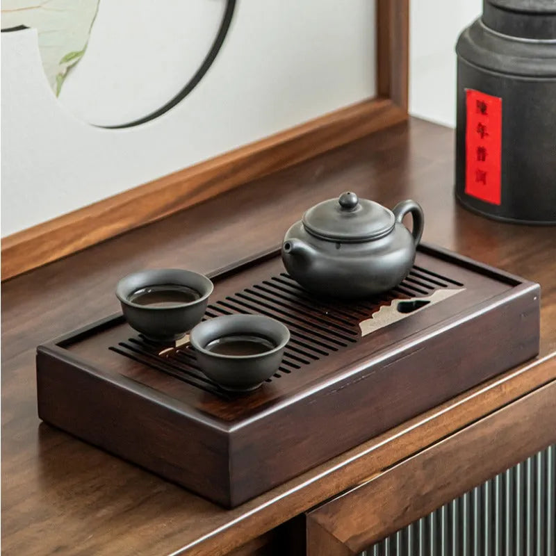 Bamboo Tea Tray with Storage [Mountain] - YIQIN TEA HOUSE | yiqinteahouse.com | tea tray, teaware