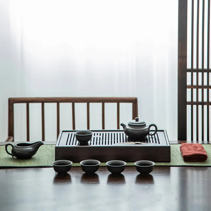 Bamboo Tea Tray with Storage [Mountain] - YIQIN TEA HOUSE | yiqinteahouse.com | tea tray, teaware