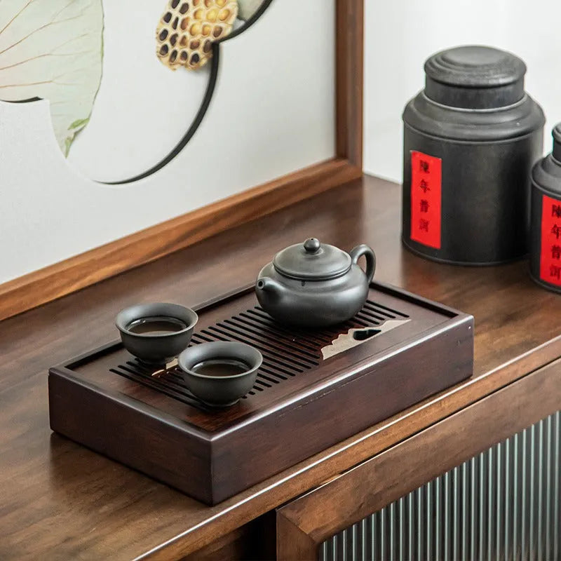 Bamboo Tea Tray with Storage [Mountain] - YIQIN TEA HOUSE | yiqinteahouse.com | tea tray, teaware