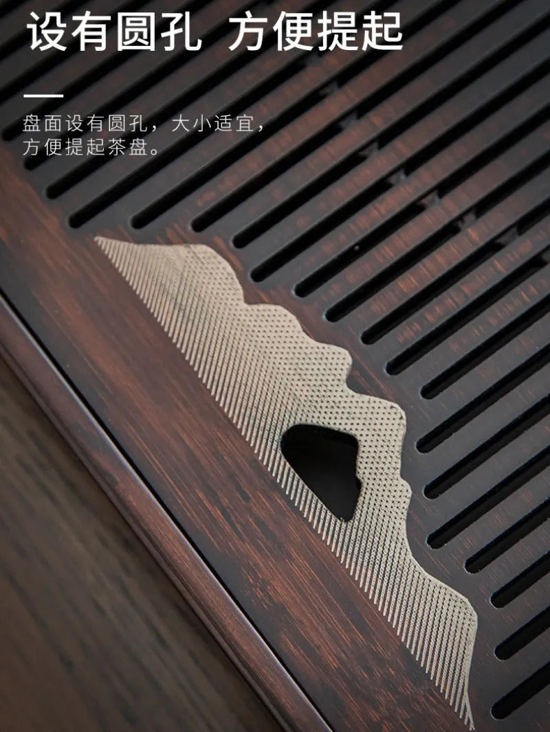 Bamboo Tea Tray with Storage [Mountain] - YIQIN TEA HOUSE | yiqinteahouse.com | tea tray, teaware