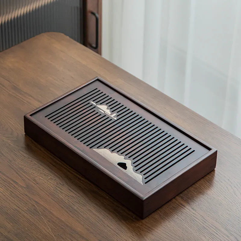 Bamboo Tea Tray with Storage [Mountain] - YIQIN TEA HOUSE | yiqinteahouse.com | tea tray, teaware