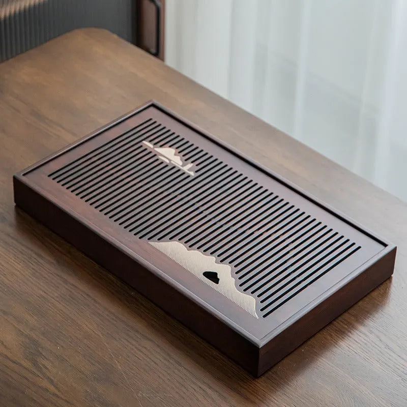 Bamboo Tea Tray with Storage [Mountain] - YIQIN TEA HOUSE | yiqinteahouse.com | tea tray, teaware