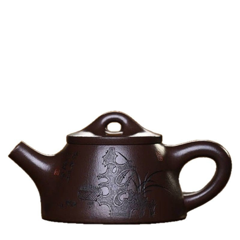 全手工宜兴紫砂茶壶 [霸王石瓢壶] (老紫泥 - 160ml)