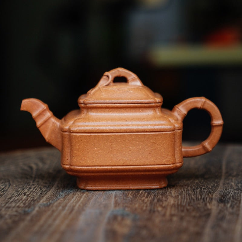 Full Handmade Yixing Zisha Teapot [Sifang Bamboo Pot] (Jiang Po Ni - 200ml)