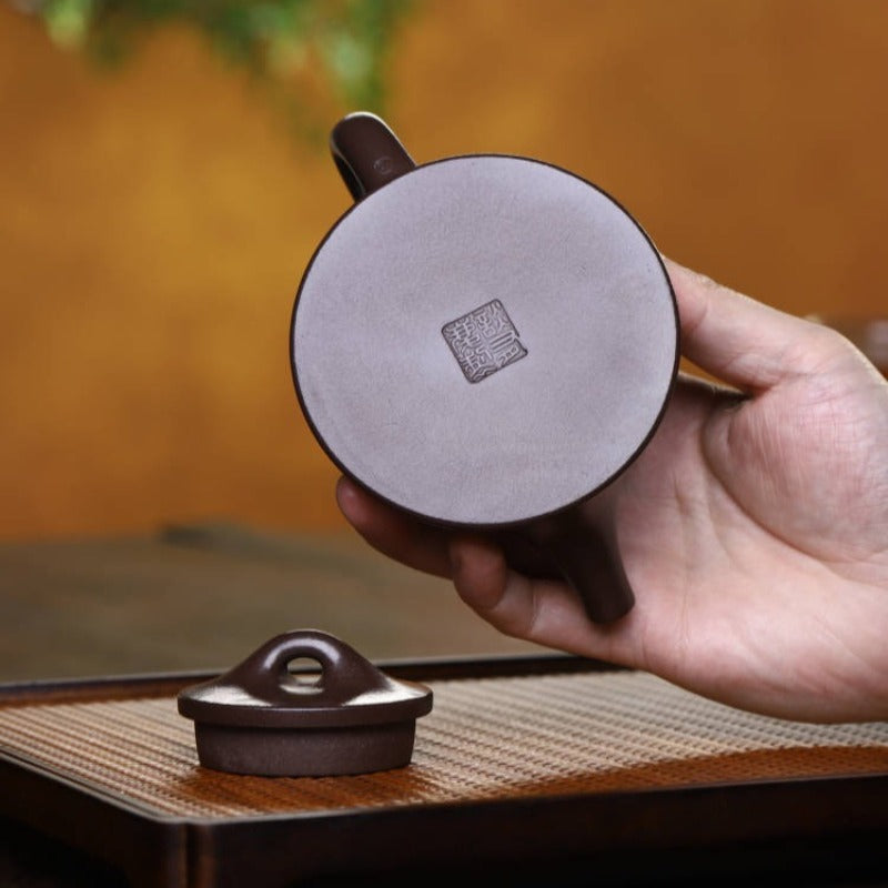 全手工宜兴紫砂茶壶 [霸王石瓢壶] (老紫泥 - 160ml)