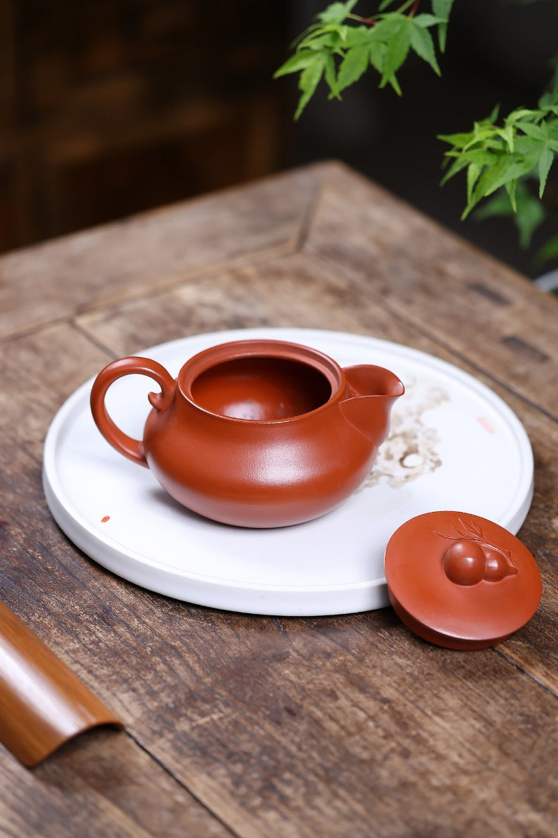 Yixing Zisha Teapot [Peach Leaves Gourd] (Zhao Zhuang Zhu Ni - 260ml)