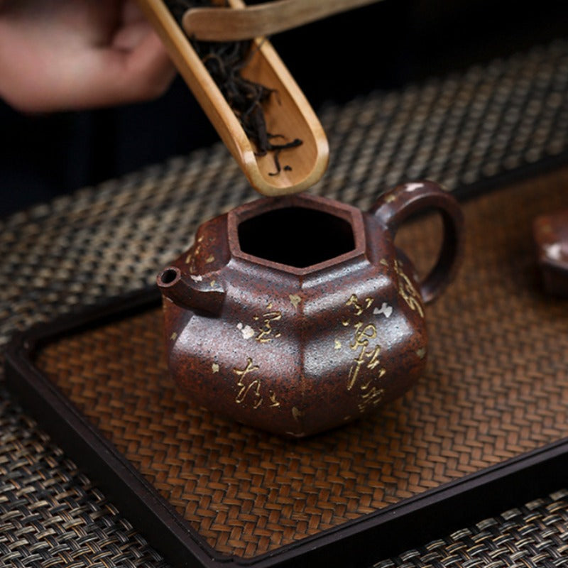 Full Handmade Yixing Zisha Teapot [Hexagon Gourd] (Firewood Fired Duan Ni - 170ml) - YIQIN TEA HOUSE | yiqinteahouse.com | <200ml, full handmade zisha teapot, teapot, teaware