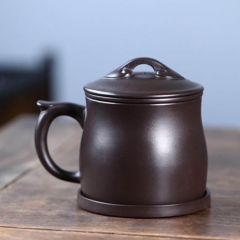 宜兴紫砂手工 [如意] (带茶滤)盖杯 (石黄 - 400ml)