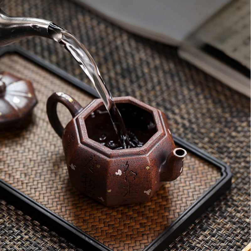 Full Handmade Yixing Zisha Teapot [Octagon Pear] (Firewood Fired Duan Ni - 250ml) - YIQIN TEA HOUSE | yiqinteahouse.com | 200-300ml, full handmade zisha teapot, teapot, teaware