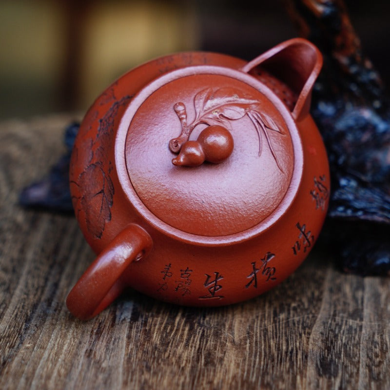 Full Handmade Yixing Zisha Teapot [Good Fortune & Prosperity Pot] (Zhu Ni - 200ml)