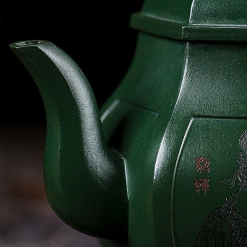 Théière Yixing Zisha entièrement faite à la main [Yitai Wan Qian] (Feicui Lu Ni - 300 ml)