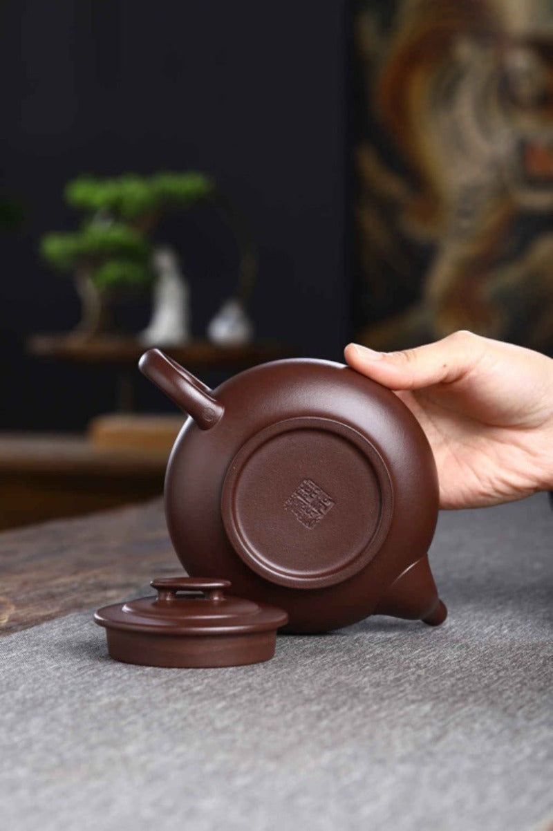 Vollständig handgefertigte Yixing-Zisha-Teekanne [Shang Xin Qiao Pot] (Shi Hong - 370 ml)