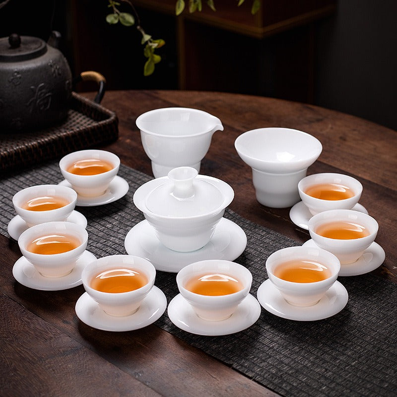 Bing Zhong White Porcelain Sancai Gaiwan Tea Set - YIQIN TEA HOUSE | yiqinteahouse.com | gaiwan, teaware, teaware set