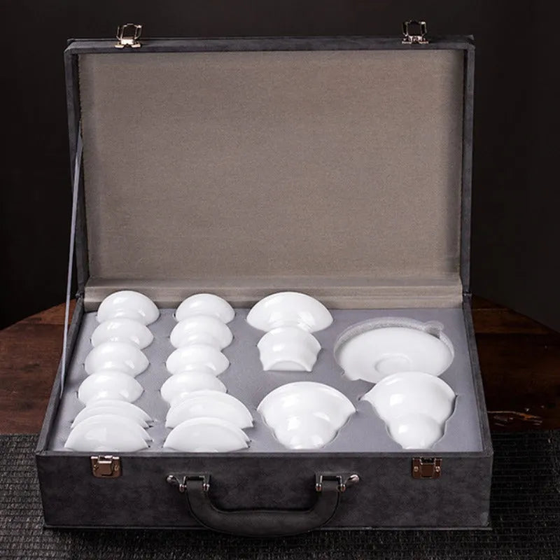 Bing Zhong White Porcelain Sancai Gaiwan Tea Set - YIQIN TEA HOUSE | yiqinteahouse.com | gaiwan, teaware, teaware set