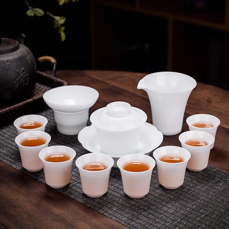 Bing Zhong White Porcelain Sancai Gaiwan Tea Set - YIQIN TEA HOUSE | yiqinteahouse.com | gaiwan, teaware, teaware set