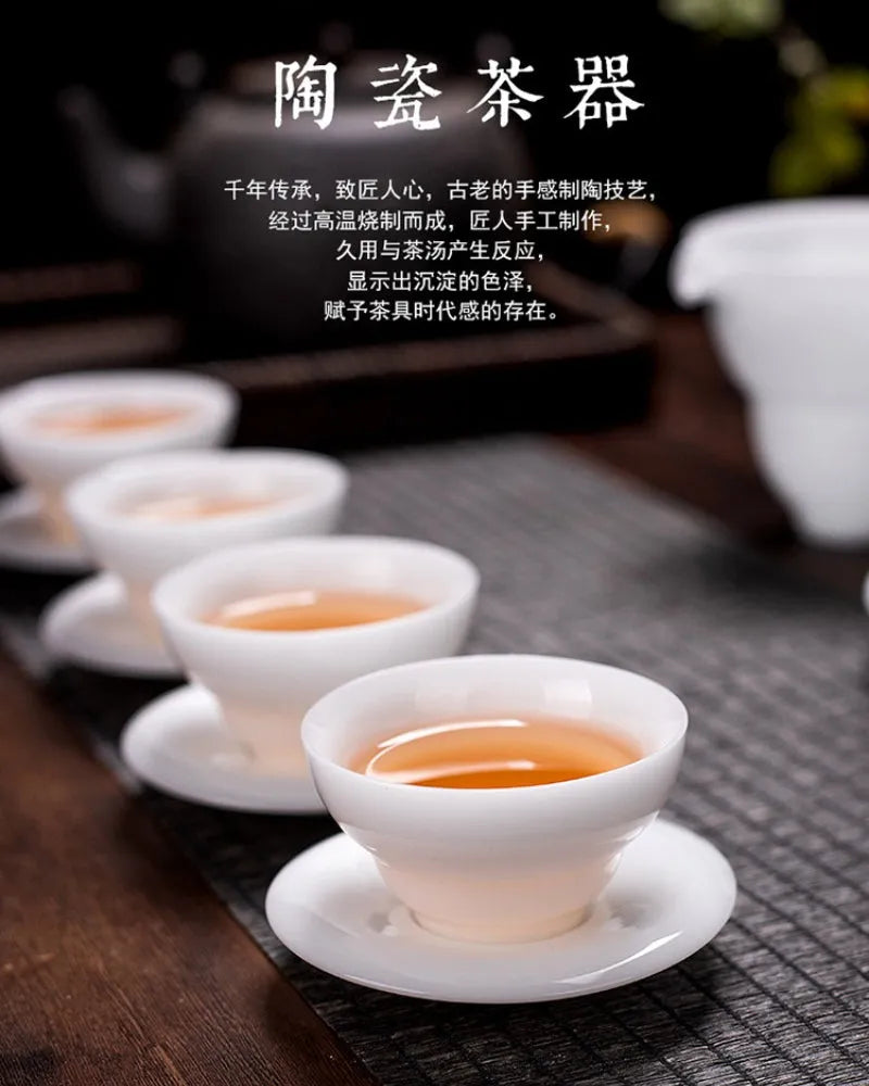 Bing Zhong White Porcelain Sancai Gaiwan Tea Set - YIQIN TEA HOUSE | yiqinteahouse.com | gaiwan, teaware, teaware set