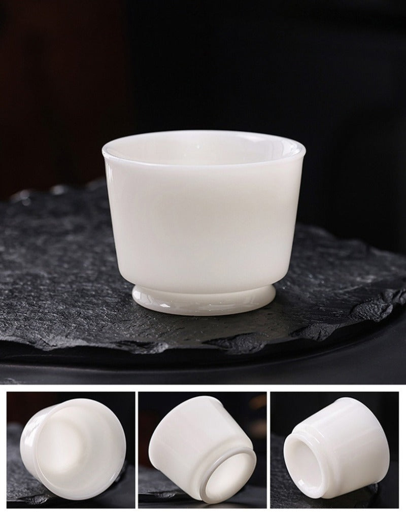 Tazza da tè Master in porcellana bianca giada di ghiaccio smaltata 80-110ml