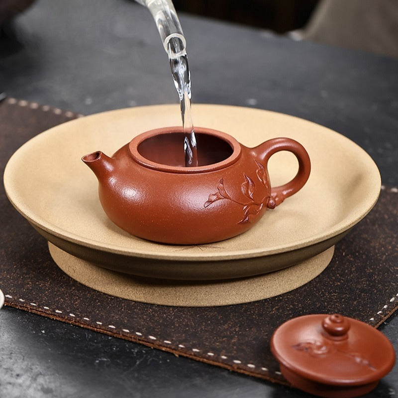 Théière Yixing Zisha entièrement faite à la main [Chun Hua] (Zhu Sha Zhu Ni - 180 ml)