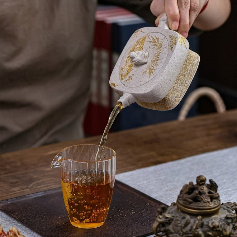 Théière Yixing Zisha entièrement faite à la main [Enjoy] (Bai Duan Ni - 280 ml)