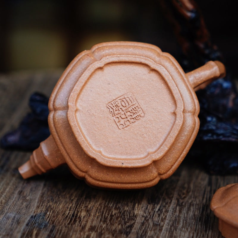 Full Handmade Yixing Zisha Teapot [Liufang Zhu Gu Pot] (Jiang Po Ni - 190ml)