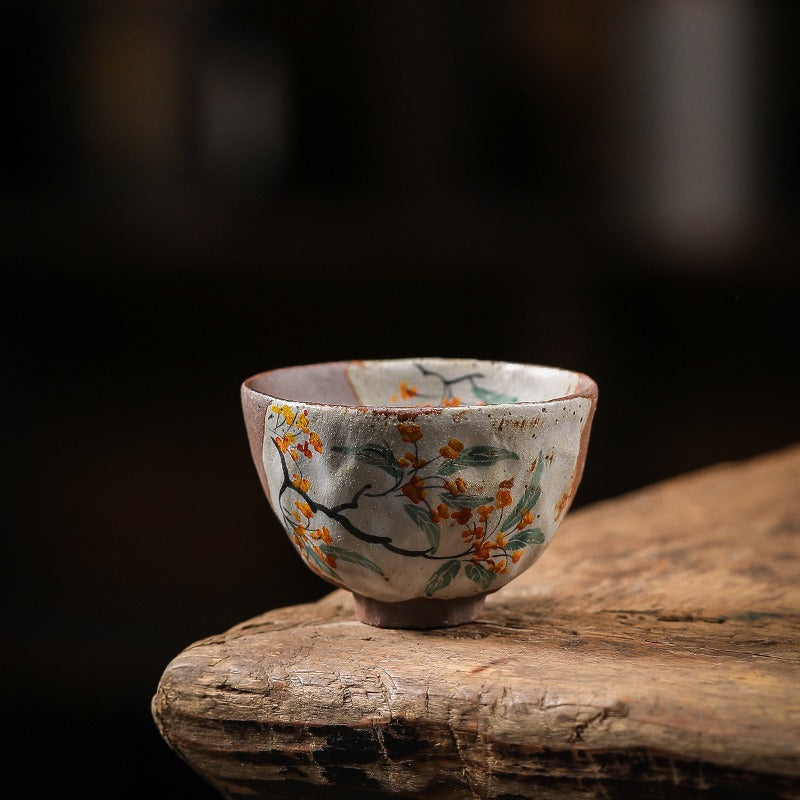 Firewood Fired Hand-painted Floral Ceramic Gaiwan / Fair Cup / Tea Cup - YIQIN TEA HOUSE | yiqinteahouse.com | ceramic teapot, fair cup, gaiwan, tea cup, teapot, teaware