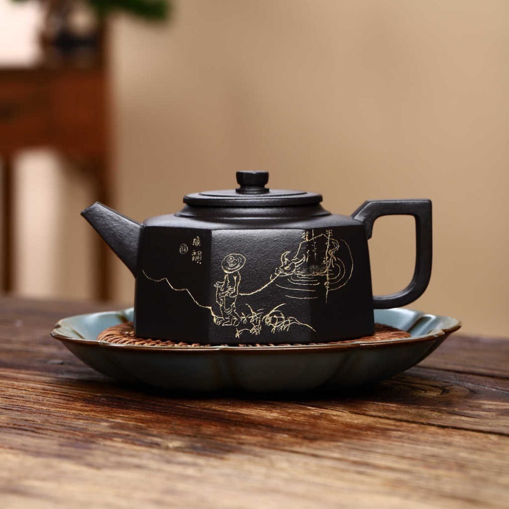 Full Handmade Yixing Zisha Teapot [Bafang Yu Zhu Pot] (Shi Huang - 260ml)