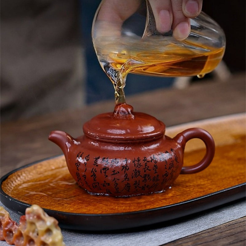 Théière Yixing Zisha entièrement faite à la main [Man Jiang Hong] (Long Xue Sha - 200 ml)