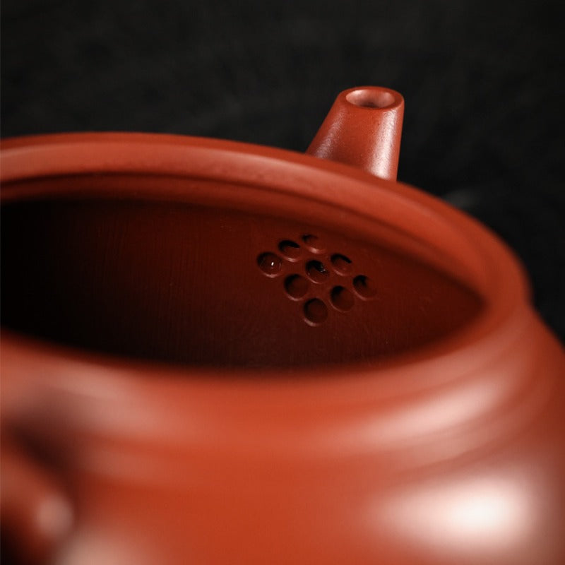 Vollständig handgefertigte Yixing-Zisha-Teekanne [Wide-mouthed Shui Ping] (Dahongpao - 220 ml)