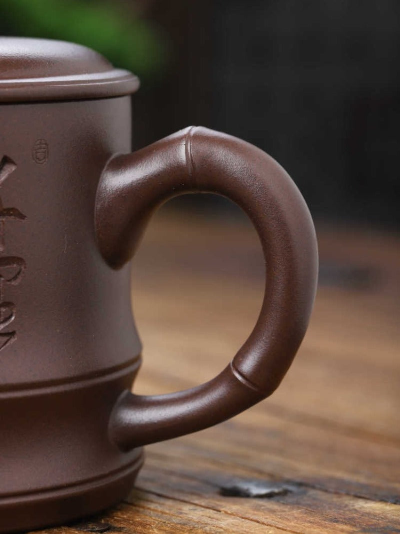 Tasse à thé Yixing Zisha entièrement faite à la main [bambou] (Lao Zi Ni - 430 ml)