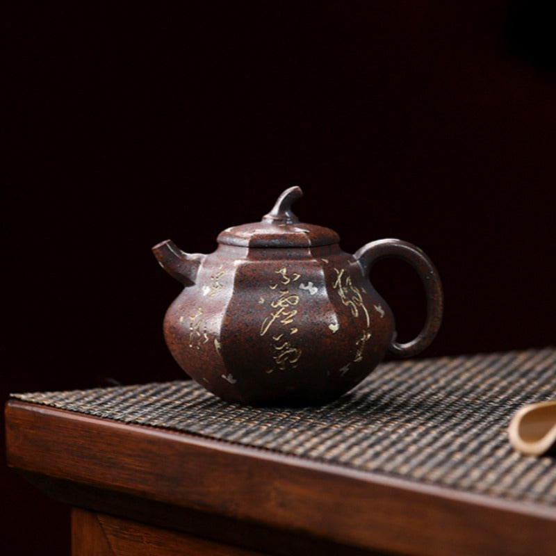 Full Handmade Yixing Zisha Teapot [Hexagon Gourd] (Firewood Fired Duan Ni - 170ml) - YIQIN TEA HOUSE | yiqinteahouse.com | <200ml, full handmade zisha teapot, teapot, teaware