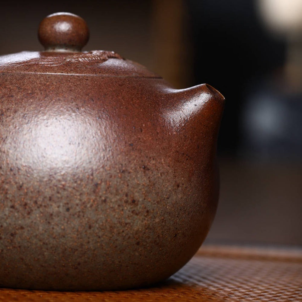 Full Handmade Yixing Zisha Teapot [Dragon Xishi] (Long Bei Qing Firewood Fired - 380ml)