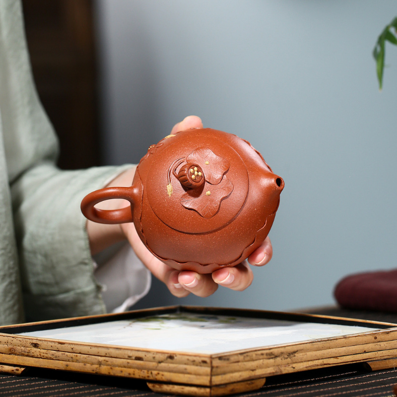Yixing Zisha Teapot [Lotus Xishi 荷韵西施] (Hong Jiang Po Ni - 250ml)