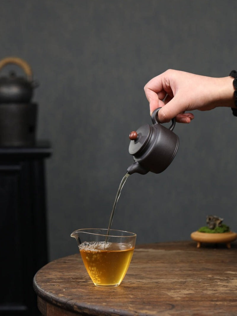 全手工宜兴紫砂茶壶 [鸿运当头] (黑泥 - 140ml)