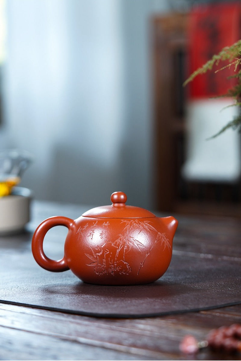 Théière Yixing Zisha entièrement faite à la main [Modèle Xishi] (Dahongpao - 320 ml)