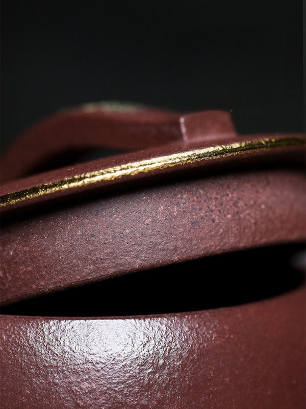 全手工宜兴紫砂茶壶 [竹影莲花] (30目紫泥 - 170ml)