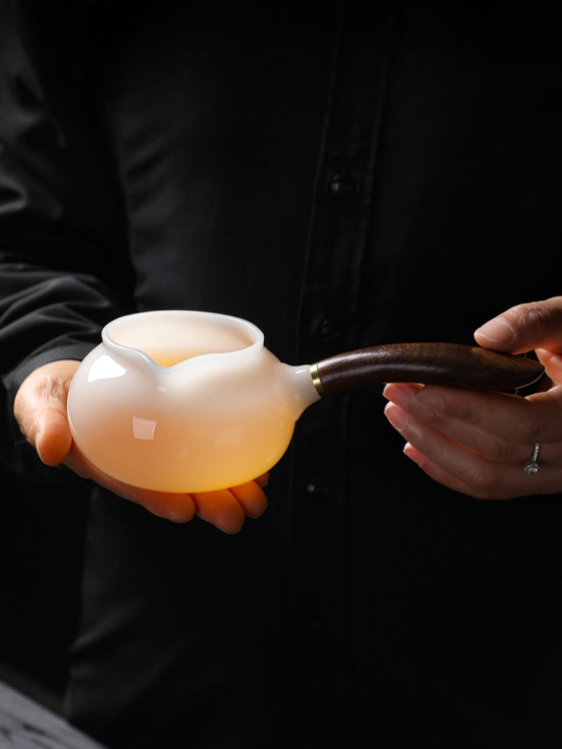 Eisjade-Weißporzellan glasierter Fair Cup mit Griff 200-250ml