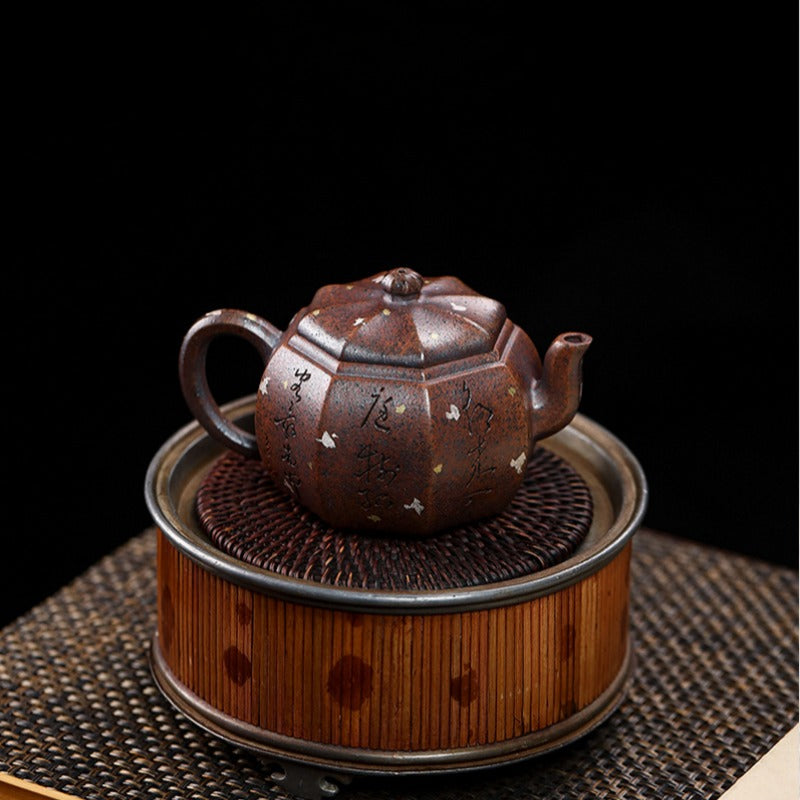 Full Handmade Yixing Zisha Teapot [Octagon Pear] (Firewood Fired Duan Ni - 250ml) - YIQIN TEA HOUSE | yiqinteahouse.com | 200-300ml, full handmade zisha teapot, teapot, teaware