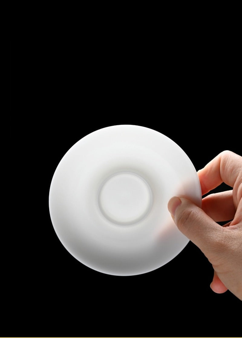 Ice Jade White Porcelain Unglazed Thin Walled Sancai Gaiwan [Ingot] 120/150/230ml