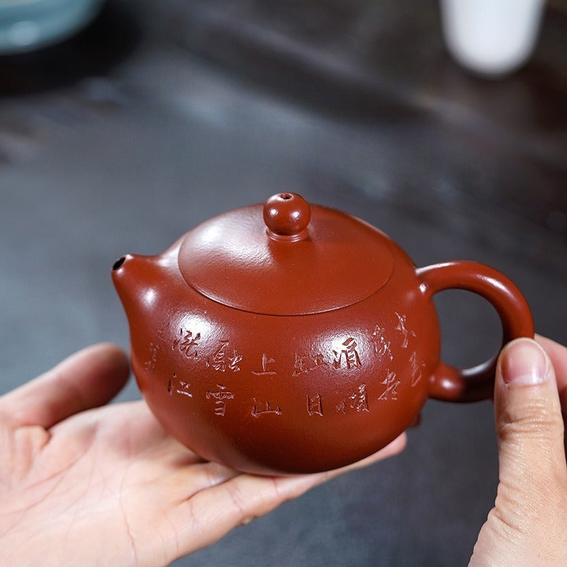 Théière Yixing Zisha entièrement faite à la main [Modèle Xishi] (Dahongpao - 320 ml)