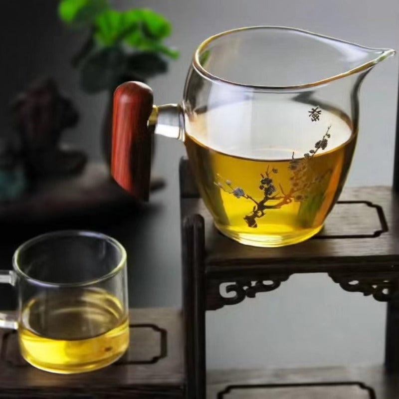 植物系 玻璃公道杯 带不锈钢滤网 350ml