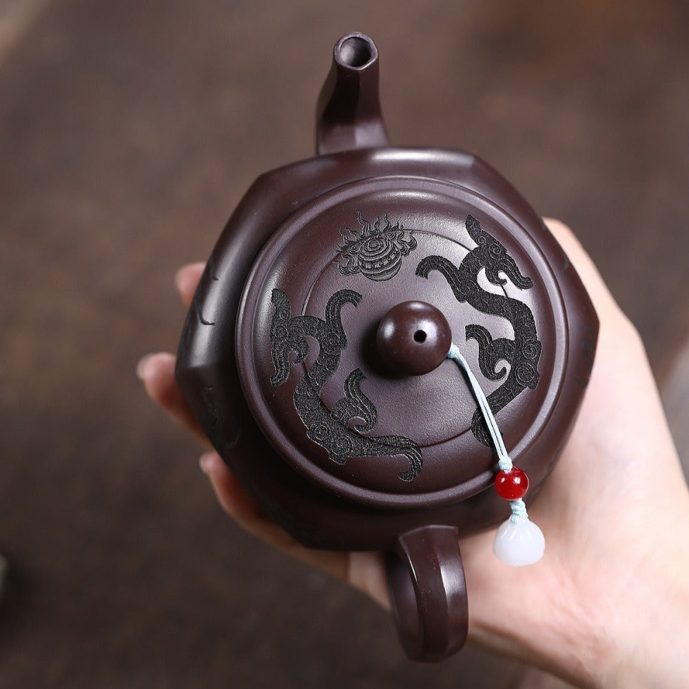 Yixing Zisha Teapot [Dragon Liufang] (Gu Tong Wu Ni - 330ml)