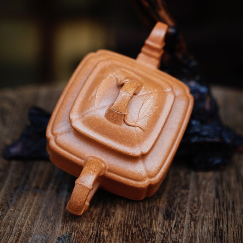 Full Handmade Yixing Zisha Teapot [Sifang Bamboo Pot] (Jiang Po Ni - 200ml)