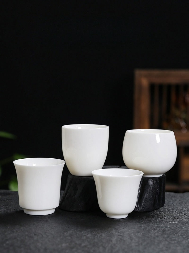 Mutton Fat Jade White Porcelain Glazed Master Tea Cup 75-120ml