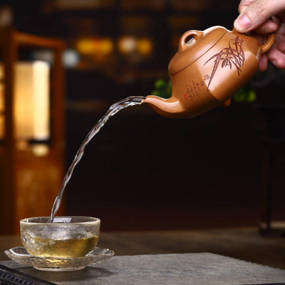 Full Handmade Yixing Zisha Teapot [Liufang Han Tang Shi Piao Pot] (Wucai Lao Duan Ni - 240ml)