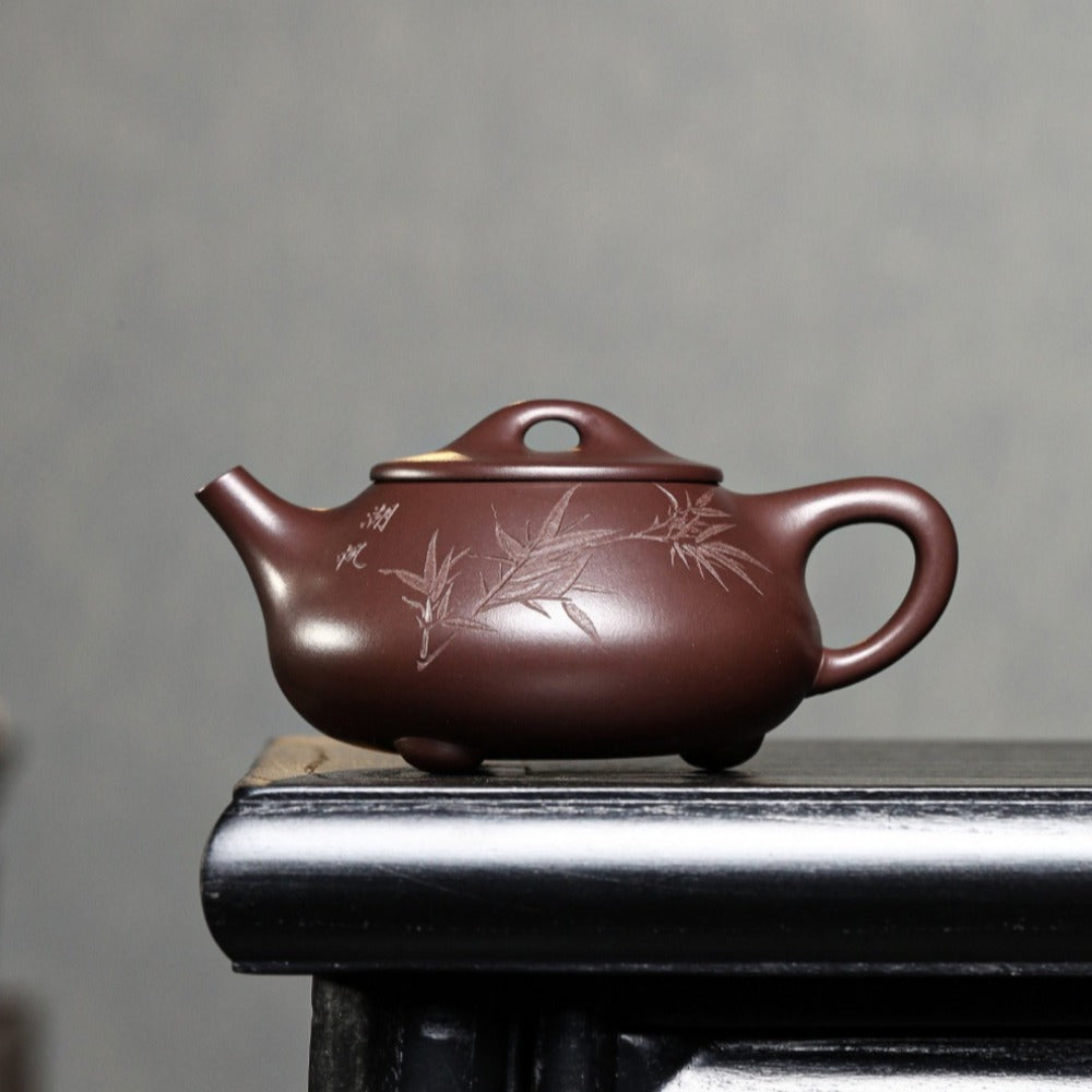 Théière Yixing Zisha entièrement faite à la main [Pot Jingzhou Shi Piao] (Zi Ni - 300 ml)