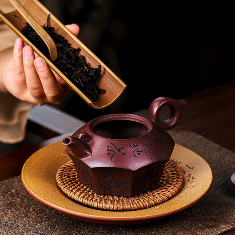 Full Handmade Yixing Zisha Teapot [Baxian Lun Cha] (Zi Xue Sha - 300ml)