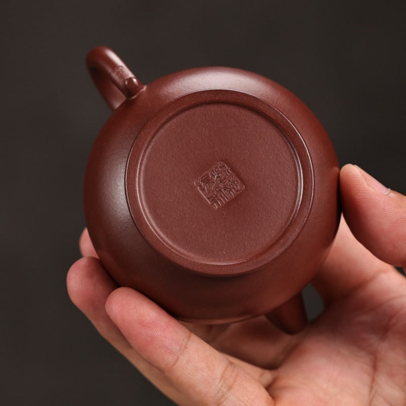 Vollhandgefertigte Yixing Zisha Teekanne [Gao Pan Kanne] (Hong Pi Long - 150ml)